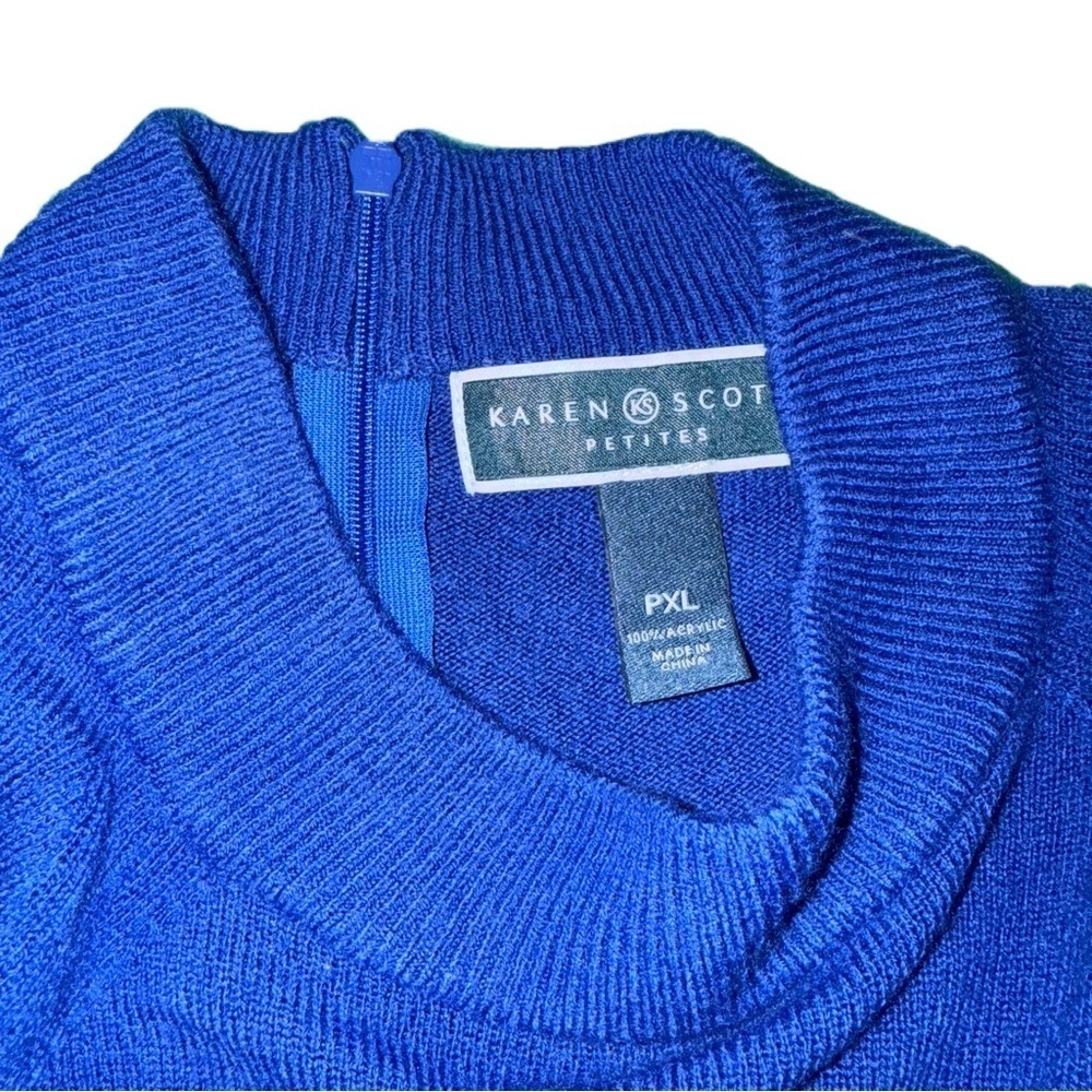 NWT Karen Scott PXL Mock Neck Sweater Deep Pacific Blue Women 1/4 Zip Back Comfy - Picture 3 of 4